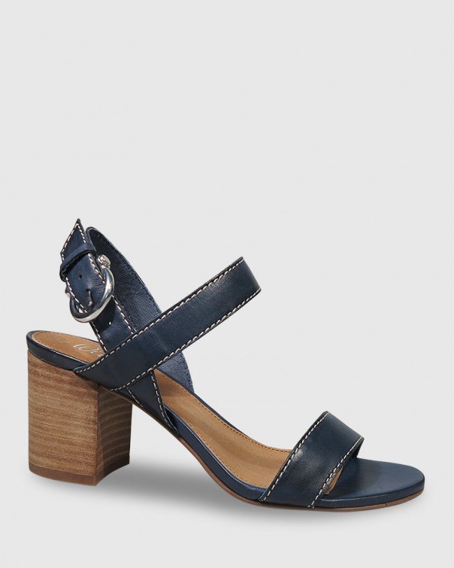 Wittner Neela French Navy Leather Contrast Stitch Sandal