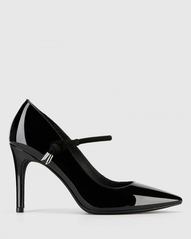 Wittner Hanner Black Patent & Suede Leather Stiletto Heel