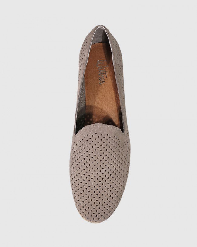 Wittner Alvaro Stone Suede Perforated Pointed Toe Loafer