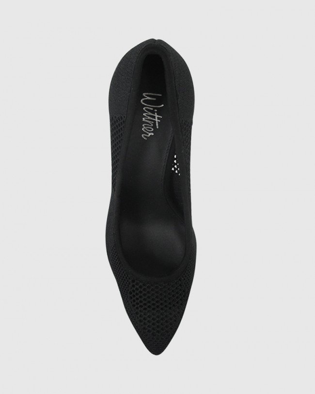 Wittner Harman Black Knit Pointed Toe Stiletto Heel