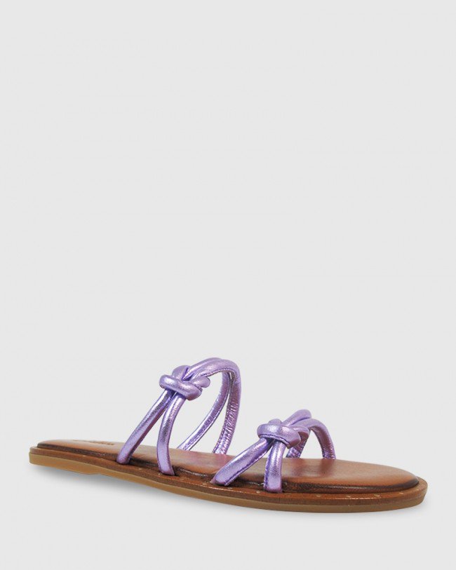 Wittner Kendrick Metallic Lilac Leather Flat Slide