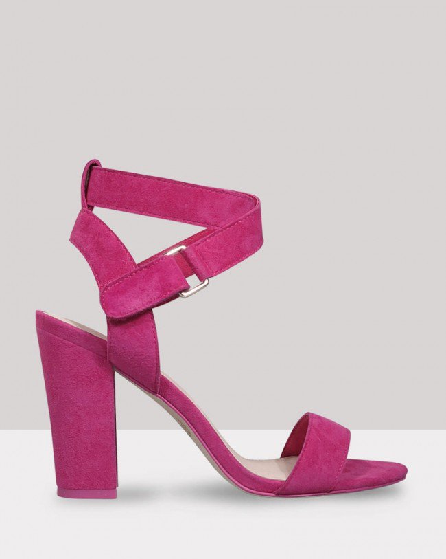 Wittner Ralexx Hot Pink Suede Open Toe Block Heel