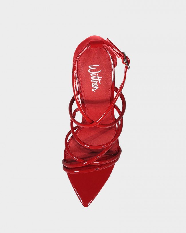 Wittner Reaghan Red Patent Open Toe Stiletto Heel Sandal