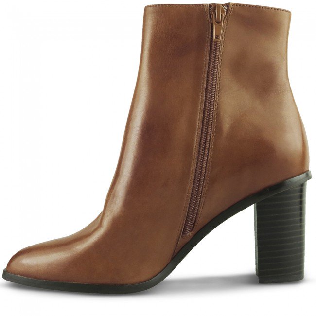 Wittner Royston Cognac Leather Block Heel Ankle Boot