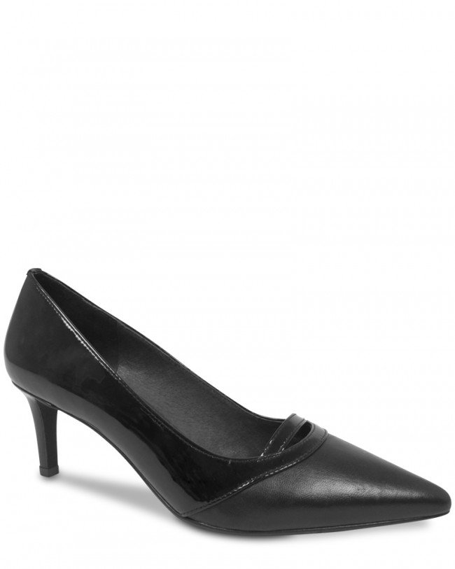Wittner Dalton Black Patent Leather Pointed Closed Toe Mid Heel