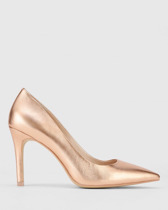 Wittner Harman Rose Gold Leather Pointed Toe Stiletto Heel