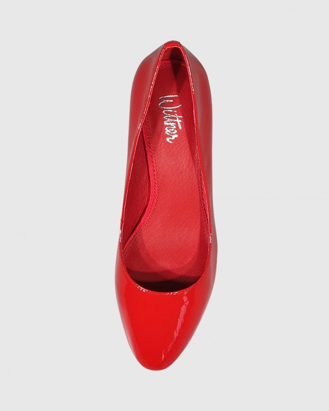 Wittner Monte Red Patent Round Toe Block Heel