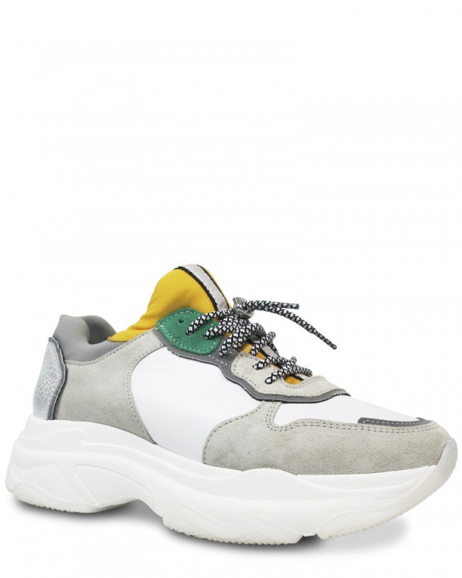 Wittner Blaze Green and Yellow Suede Chunky Sneaker