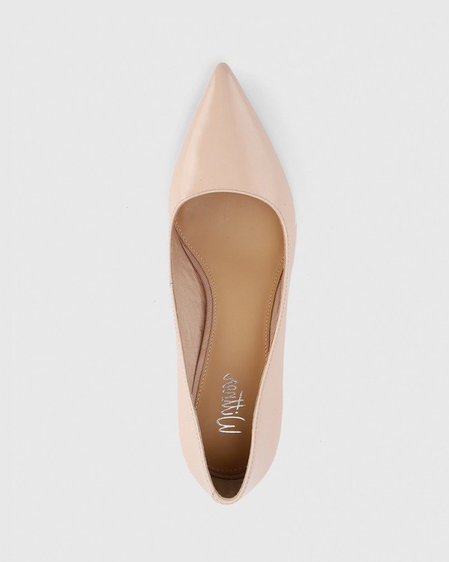 Wittner Dalena Pink Patent Pointed Toe Block Mid Heel