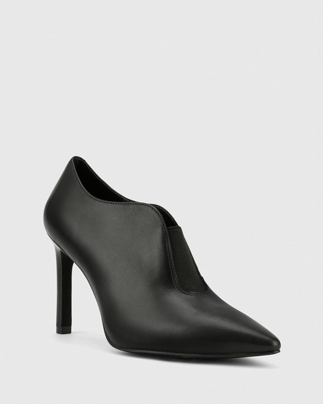 Wittner Haddison Black Leather Pointed Toe Stiletto Heel Bootie