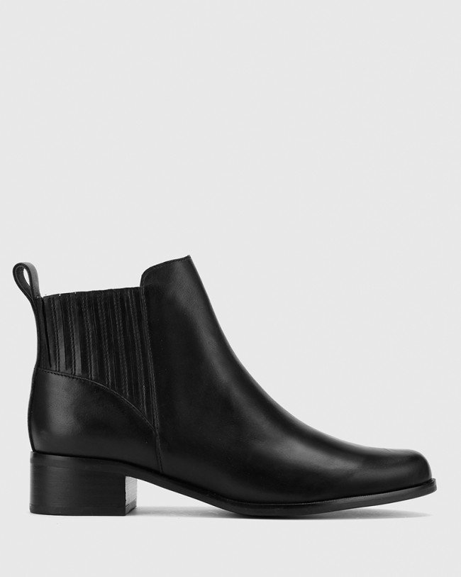 Wittner Gavin Black Nappa Leather Pull On Ankle Boot