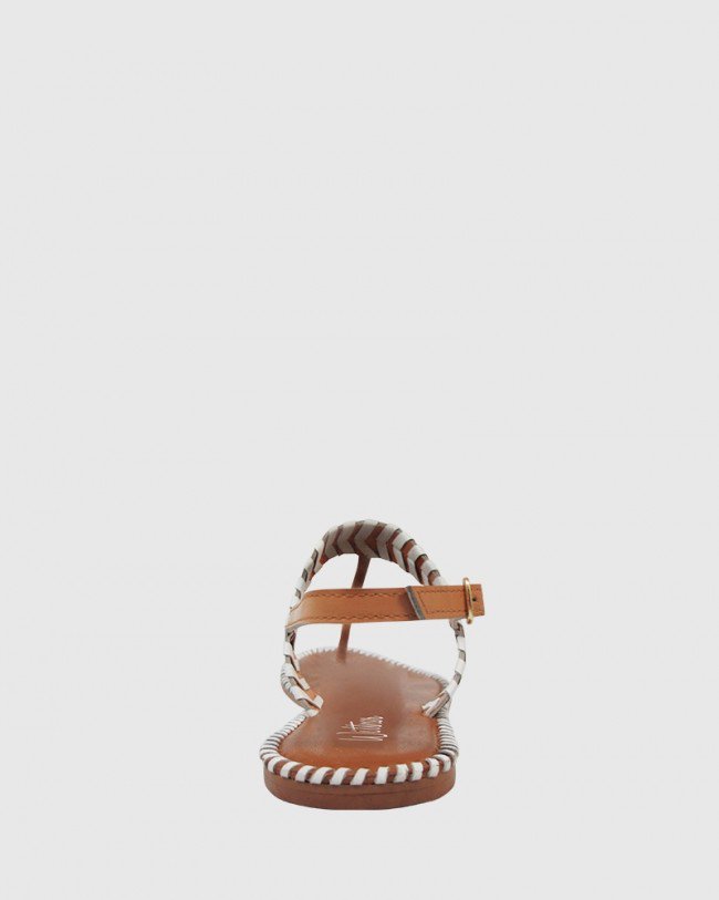 Wittner Illiana Tan & White Leather Flat Sandal