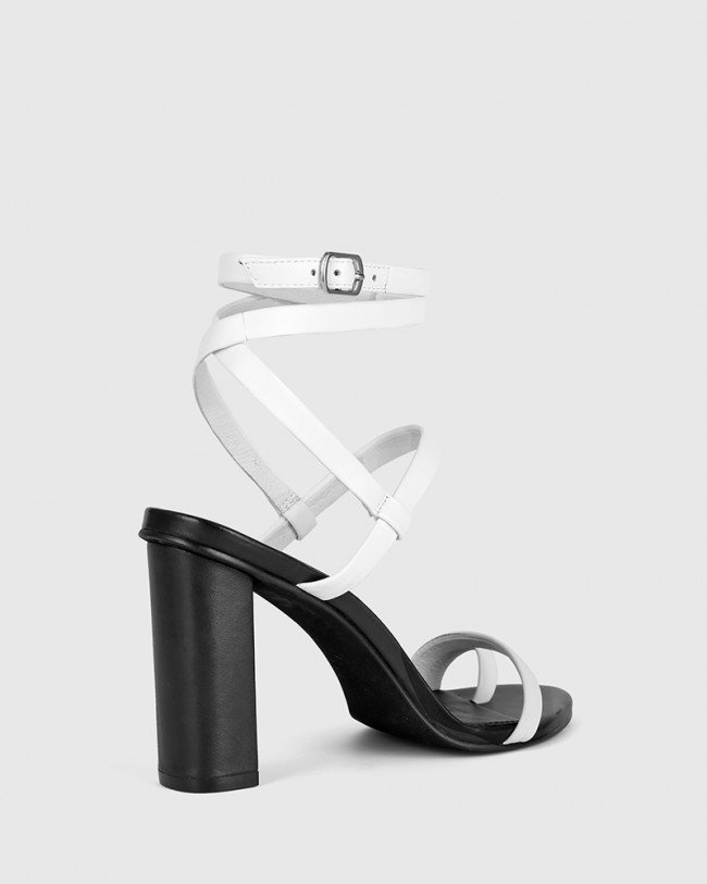 Wittner Regeena White Leather Block Heel Sandal