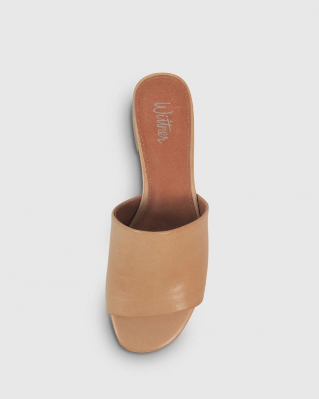 Wittner Bowman Nude Leather Open Toe Slide