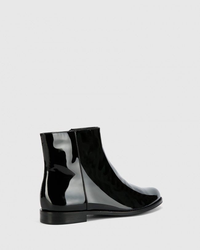 Wittner Brenson Black Patent Leather Low Ankle Boot