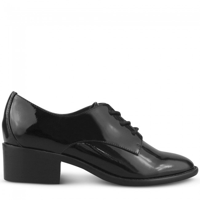 Wittner Farris Black Patent Block Heel Brogue