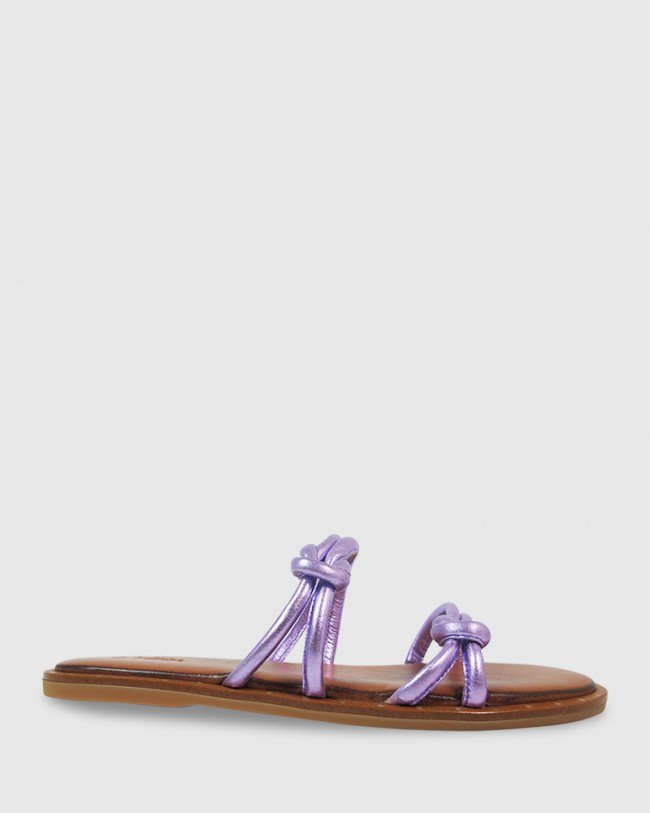 Wittner Kendrick Metallic Lilac Leather Flat Slide