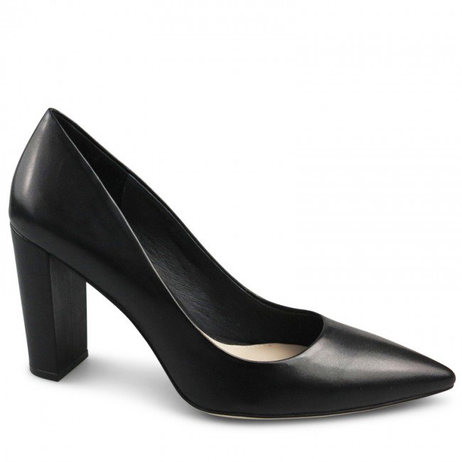 Wittner Haydens Black Leather Pointed Closed Toe High Block Heel