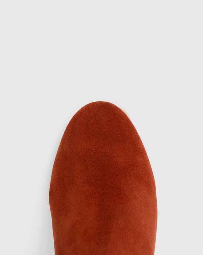 Wittner Alsen Rust Suede Block Heel Almond Toe Ankle Boot