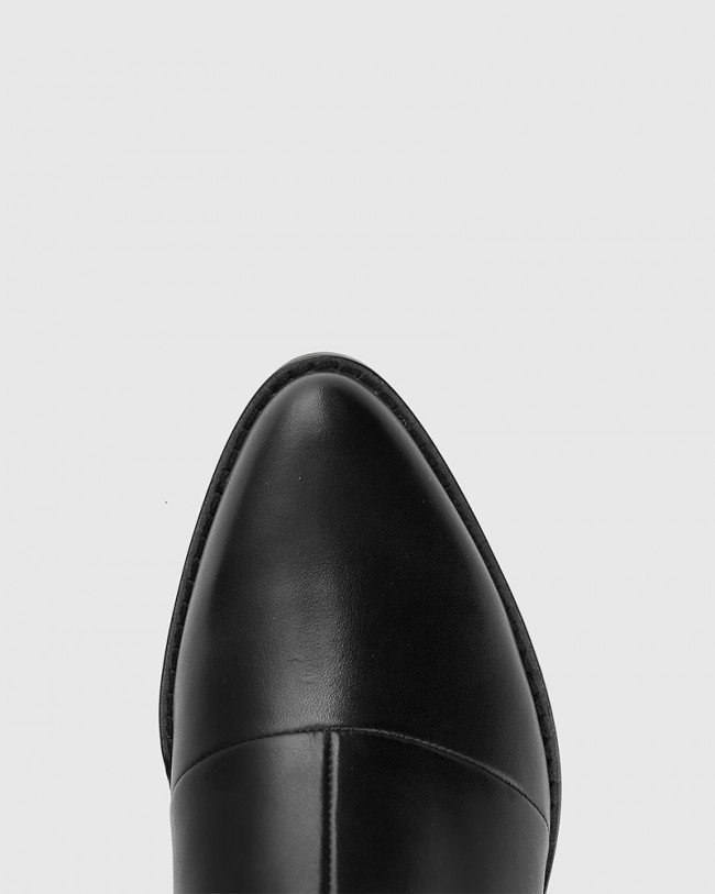 Wittner Jarell Black Leather Elasticated Gusset Ankle Boot