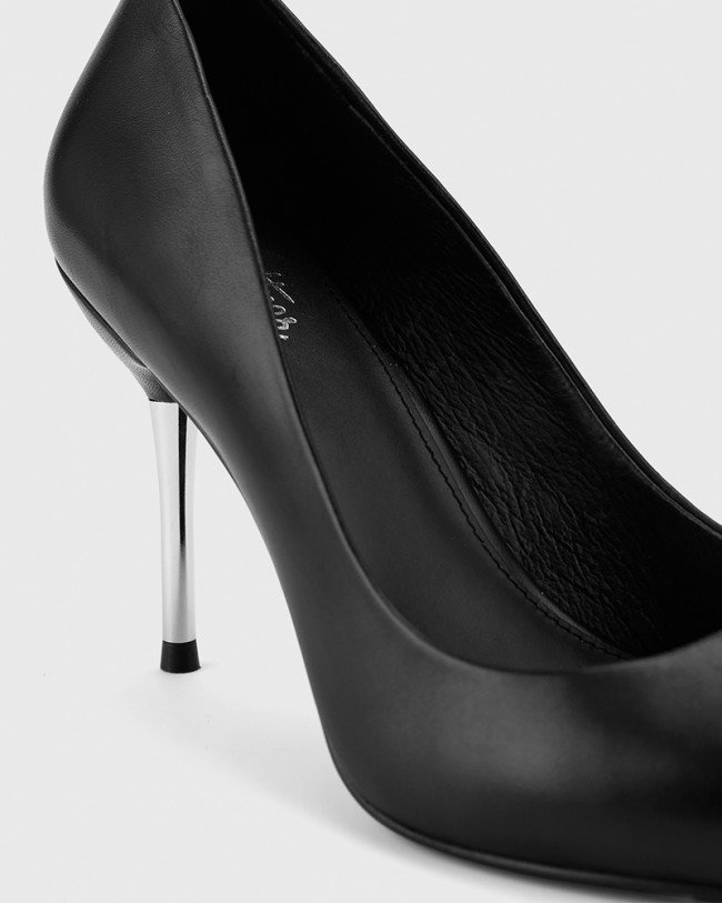 Wittner Hayes Black Leather Pointed Toe Stiletto Heel