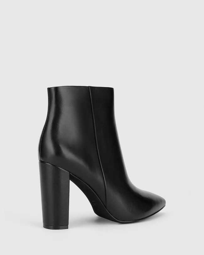 Wittner Hurlie Black Nappa Leather Block Heel Ankle Boot