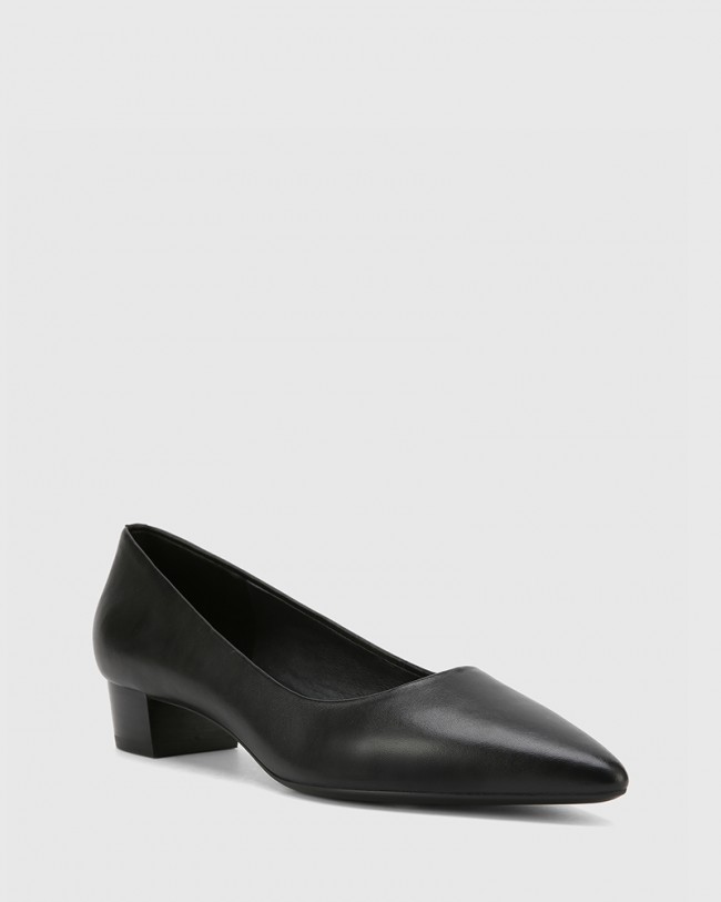 Wittner Armin Black Leather Pointed Toe Block Heel