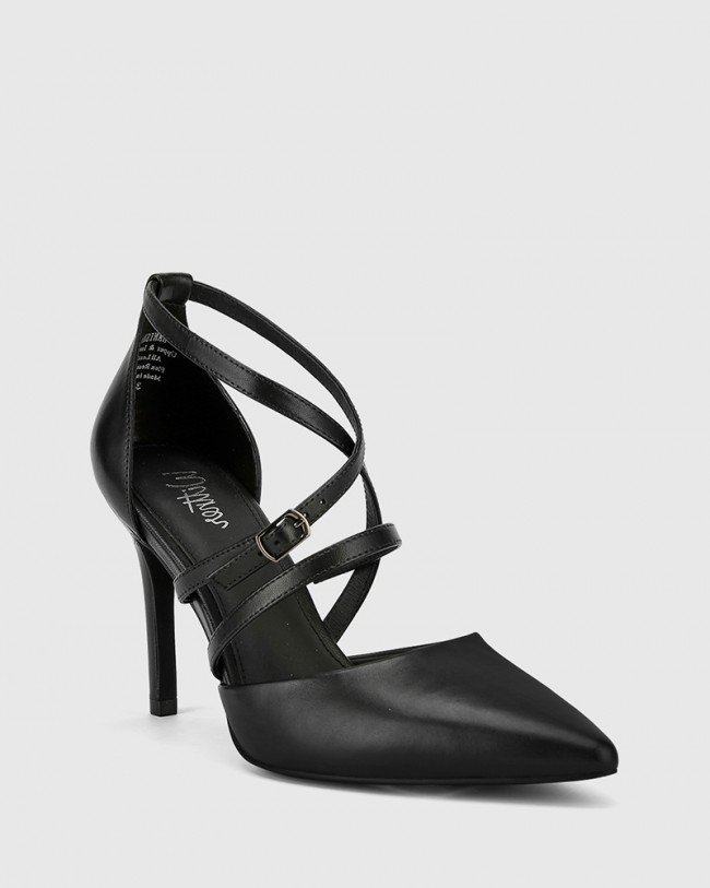 Wittner Hanisha Black Leather Pointed Toe Stiletto Heel