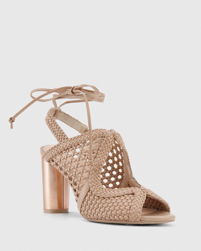 Wittner Rosy Nude Weave Block Heel Sandal