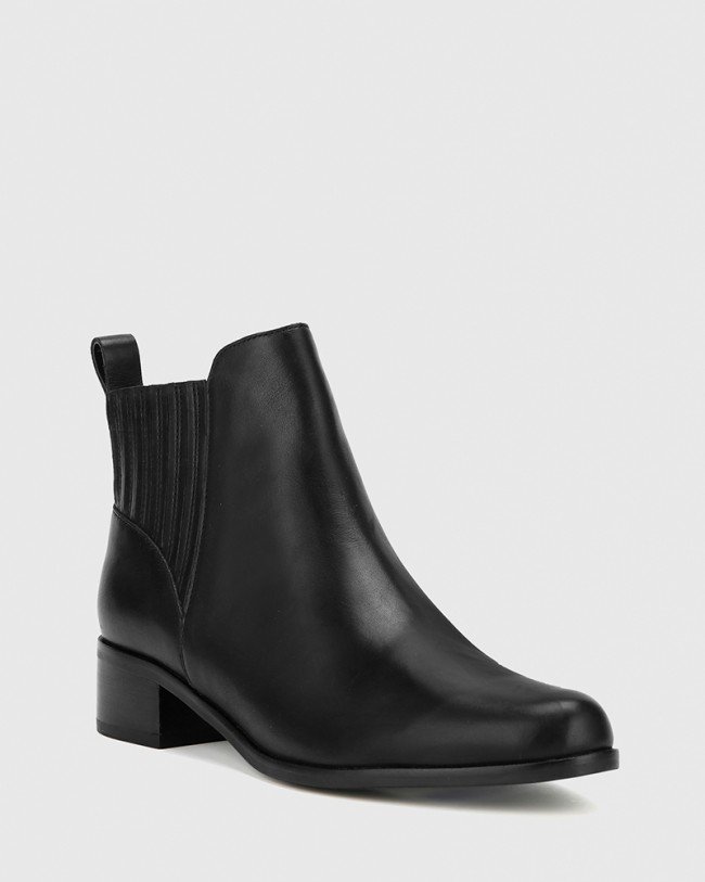 Wittner Gavin Black Nappa Leather Pull On Ankle Boot