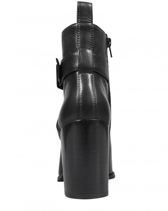 Wittner Hilario Black Leather Strap Detail Block Heel Ankle Boot