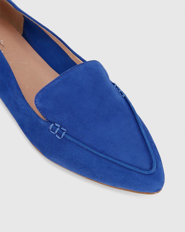 Wittner Packer Cobalt Blue Suede Leather Flat Point Toe