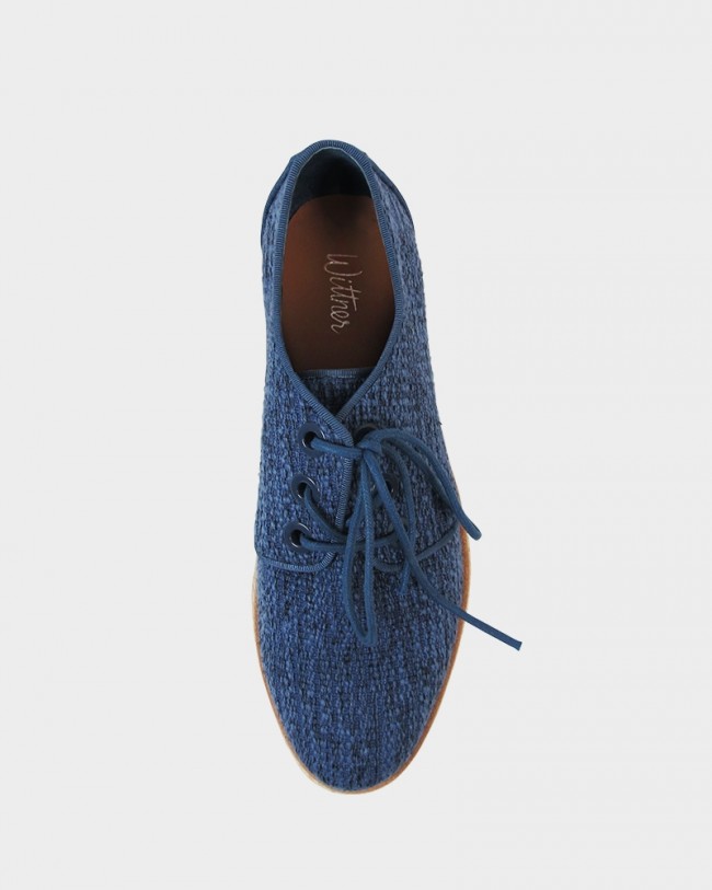 Wittner Manual Navy Woven Fabric Brogue