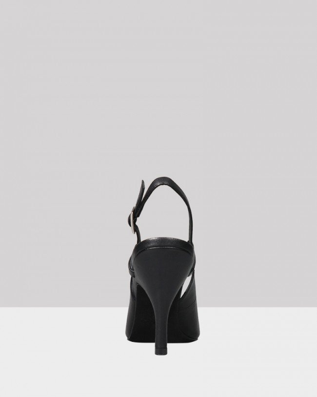 Wittner Jilly Black Leather Almond Toe Slingback Heel