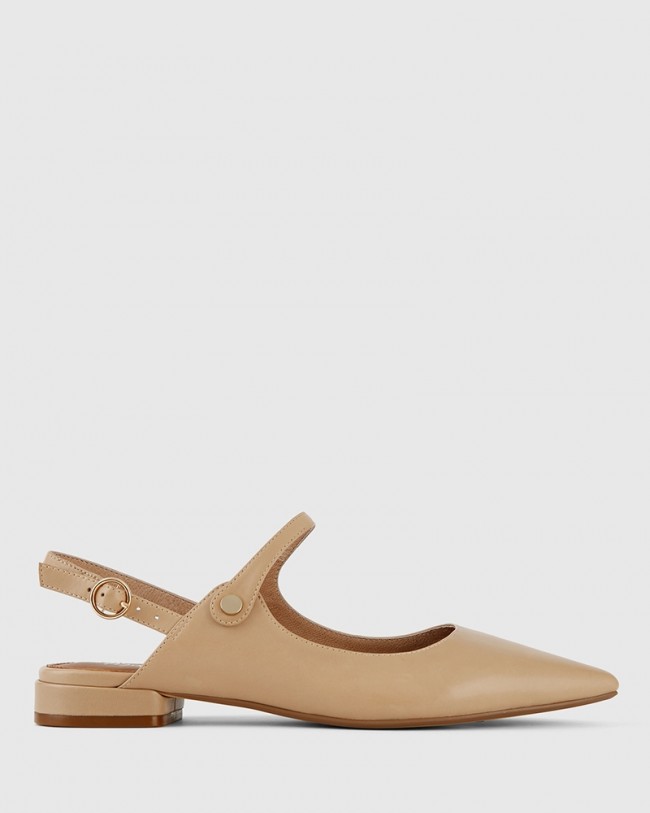 Wittner Manda Nude Leather Pointed Toe Flat
