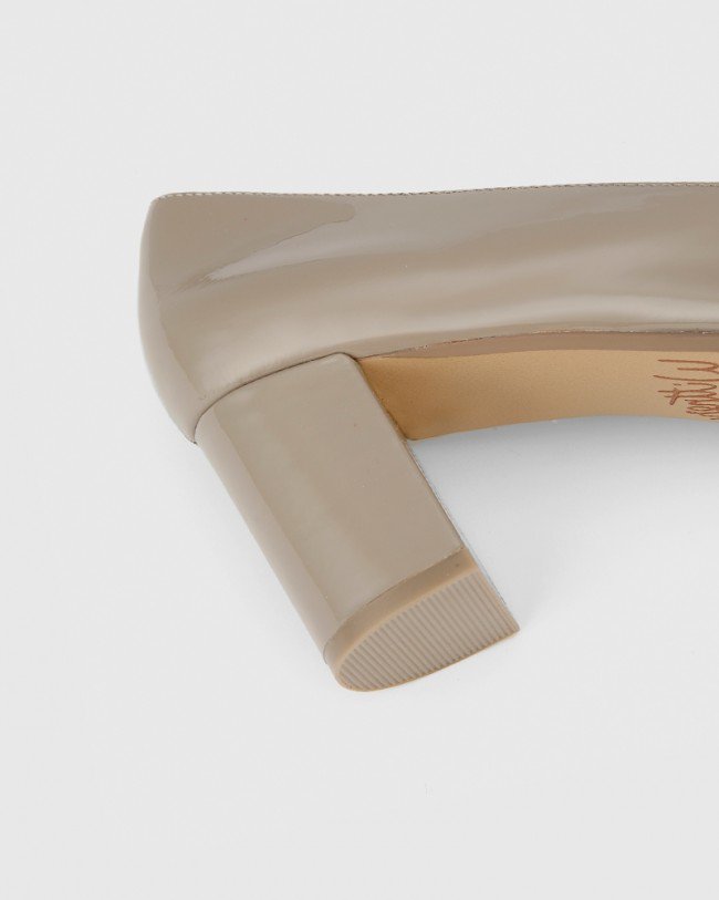 Wittner Dalena Stone Patent Pointed Toe Block Mid Heel