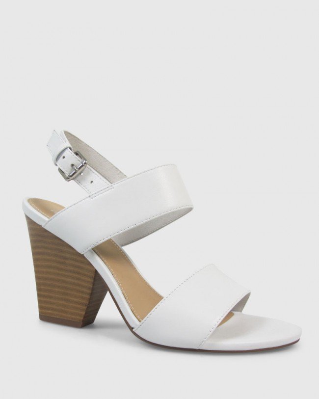 Wittner Robena White Leather Cone Heel Sandal