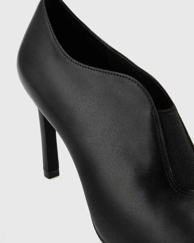 Wittner Haddison Black Leather Pointed Toe Stiletto Heel Bootie