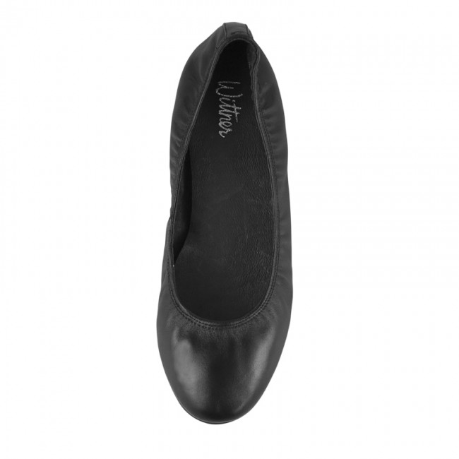 Wittner Cedric Black Leather Elasticated Ballet Flat
