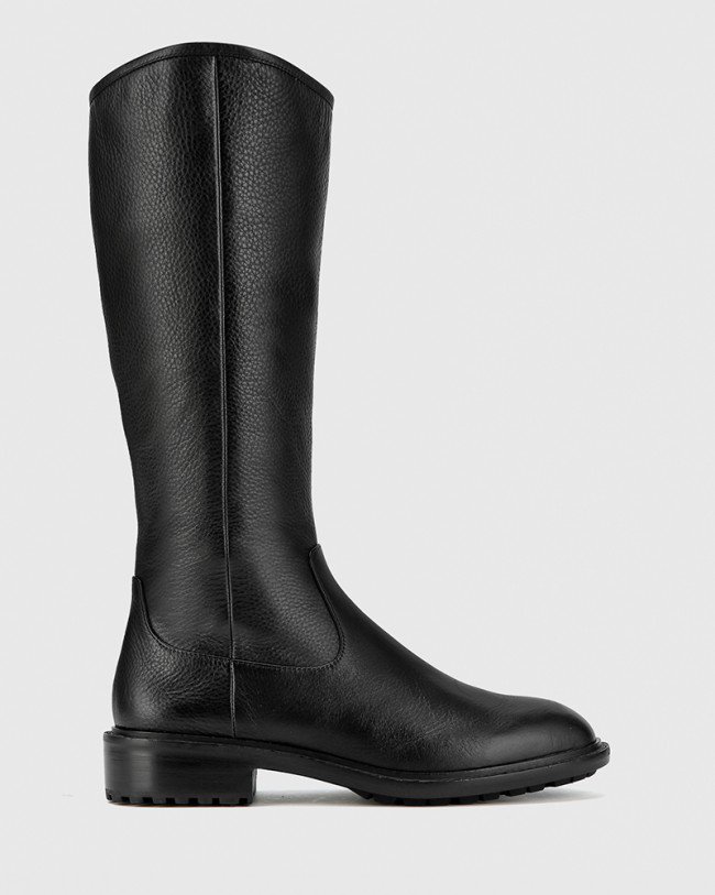 Wittner Denton Black Leather Round Toe Long Boot