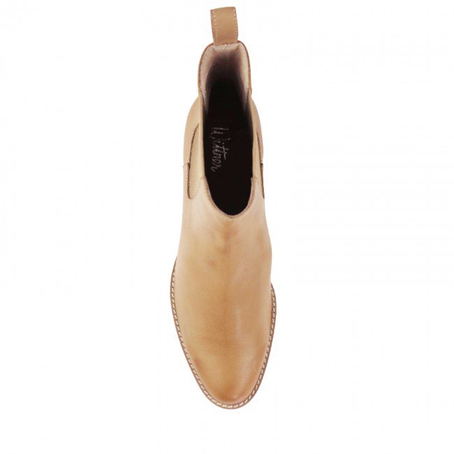 Wittner Baelans Camel Leather Block Heel Chelsea Ankle Boot