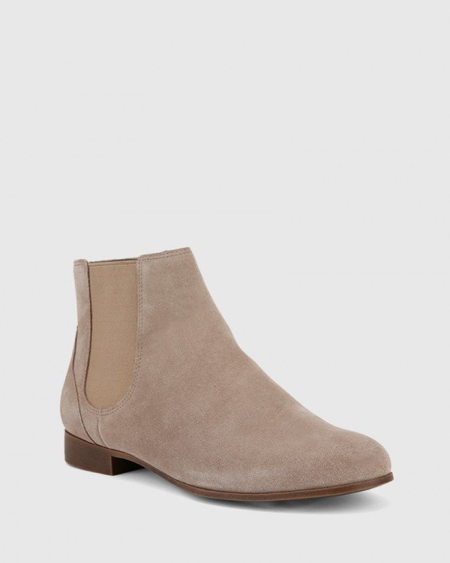 Wittner Daley Stone Suede Round Toe Double Gusset Ankle Boot