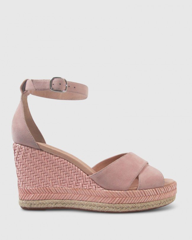 Wittner Valeria Dusty Rose Suede Open Toe Wedge
