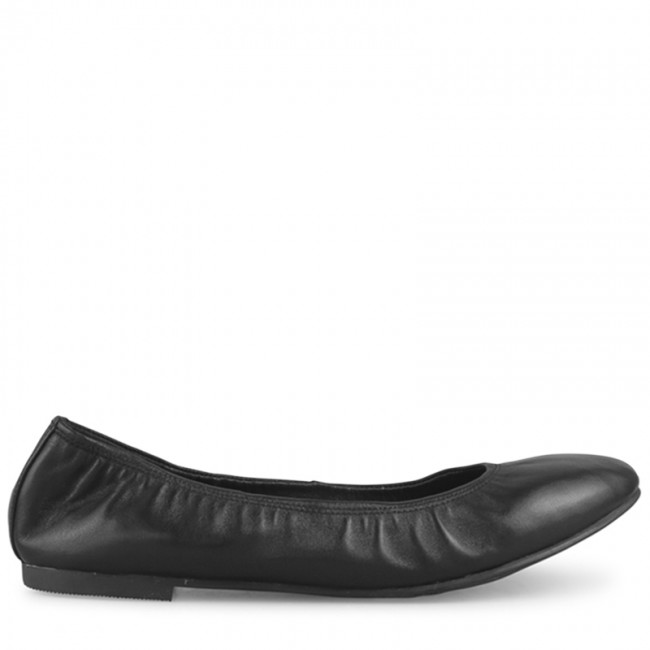 Wittner Cedric Black Leather Elasticated Ballet Flat