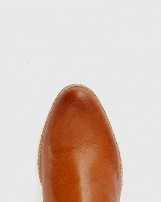 Wittner Glover Brandy Leather Flat Almond Toe Ankle Boot
