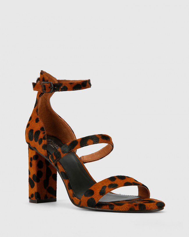 Wittner Rivera Leopard Printed Hair On Leather Block Heeled Sandal