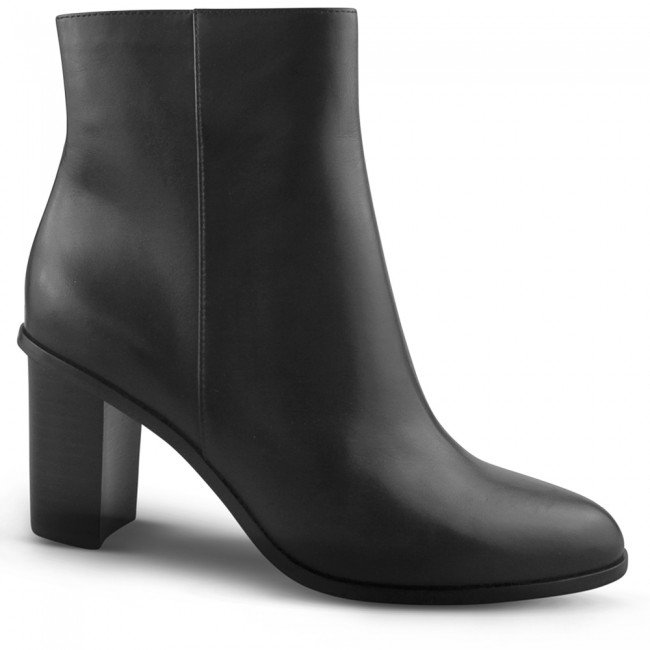 Wittner Royston Black Leather Block Heel Ankle Boot