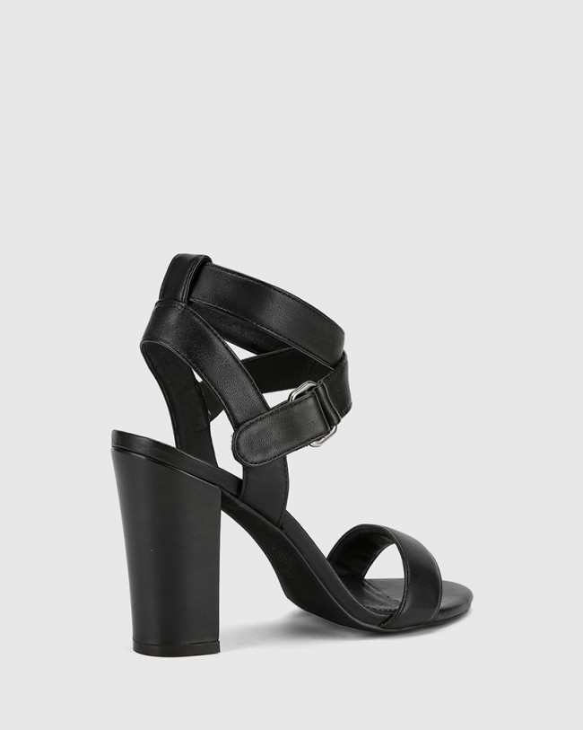 Wittner Ralexx 2 Black Leather Block Heel Sandal