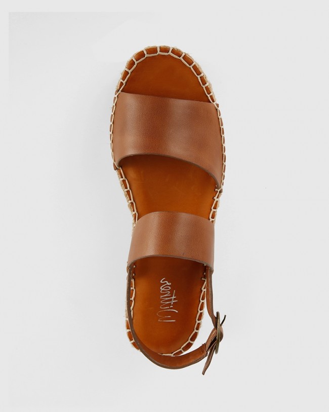 Wittner Etros Cognac Leather Espadrille Flatform Sandal