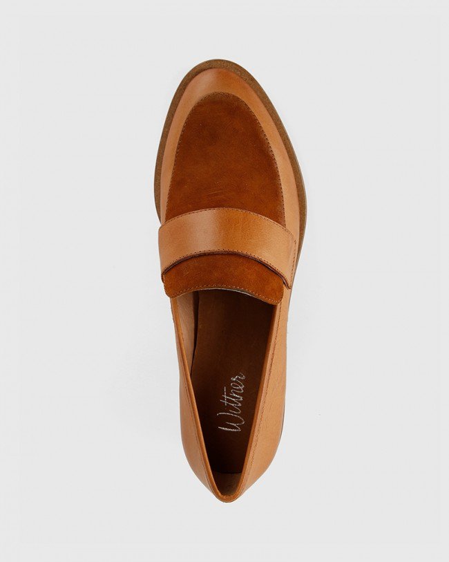Wittner Fallon Tobacco Leather Almond Toe Loafer